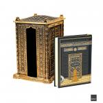 Üç Kutsal Kapılı Kuran Kabı Biblo + Çanta Boy Medine Hatlı Arapça Sıvama Kapak Kuran-ı Kerim Kabe Hediye Seti