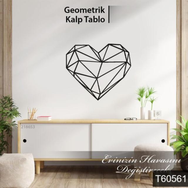 Geometrik Kalp Figürlü Dekoratif Ahşap Duvar Tablos